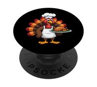 Thanksgiving Turkey Chef Funny Thanksgiving Turkey PopSockets Adhesive PopGrip