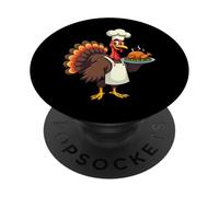 Thanksgiving Turkey Chef Funny Thanksgiving Turkey PopSockets Adhesive PopGrip