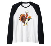 Thanksgiving Turkey Chef Funny Thanksgiving Turkey Raglan Baseball Tee