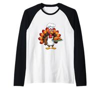 Thanksgiving Turkey Chef Funny Thanksgiving Turkey Raglan Baseball Tee