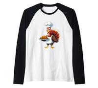 Thanksgiving Turkey Chef Funny Thanksgiving Turkey Raglan Baseball Tee