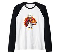 Thanksgiving Turkey Chef Funny Thanksgiving Turkey Raglan Baseball Tee