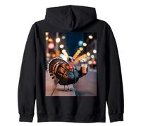 Thanksgiving Turkey Drinking Iced Coffee Street Meme Animal Zip Hoodie
