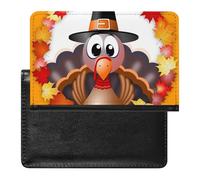 Thanksgiving Turkey Fall Leaves Orange Women's Passport Protector, Men's Passport Protector, PU Travel Passport Protector for Women Men Worker 5.8 x 3.9 x 0.4 inch