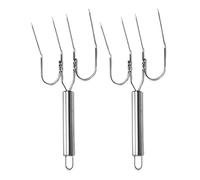 Thanksgiving Turkey Lifter Serving Set,Stainless Steel Poultry Roast Forks,BBQ Meat Fork Durable Turkey Forks Set of 2 (Grey, 24.5X10.4X1.5cm)