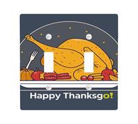 Thanksgiving Turkey Light Switch Cover Plates/Outlet Covers, Autumn Feast Decor, Dark Gray Kitchen Wall Plates, Insulated Wall Plates, Standard Size Double Toggle
