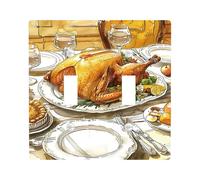 Thanksgiving Turkey Light Switch Cover Plates/Outlet Covers, Autumn Feast Decor for Wall Accents, Thermoplastic Wall Plates,Standard Size Double Toggle