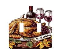 Thanksgiving Turkey Light Switch Cover Plates/Outlet Covers, Autumn Feast Design for Kitchen Decor, Thermoplastic Wall Plates,Standard Size Double Toggle