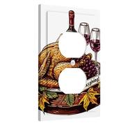 Thanksgiving Turkey Light Switch Cover Plates/Outlet Covers, Autumn Feast Design for Kitchen Decor, Thermoplastic Wall Plates,Standard Size Single Duplex Outlet