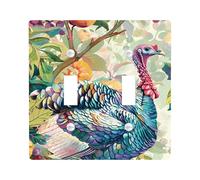 Thanksgiving Turkey Light Switch Cover Plates/Outlet Covers, Autumn Harvest Birds for Wall Accents, Thermoplastic Wall Plates, Standard Size Double Toggle