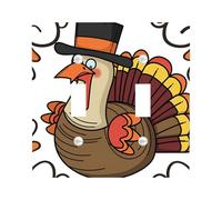 Thanksgiving Turkey Light Switch Cover Plates/Outlet Covers, Festive Fall Holiday Decor, Cartoon Style, Home Accents Thermoplastic Wall Plates, Standard Size Double Toggle