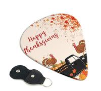 Thanksgiving Turkey on Pumpkin Car Guitar Picks, 6 Pcs Guitar Plectrums double-sided printing, suitable for acoustic, electric and bass guitars, including 0.46 mm 0.71 mm 0.96 mm