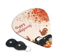 Thanksgiving Turkey on Pumpkin Car Guitar Plectrums, 6 Guitar Plectrums, Printed on both sides for Electric Guitar Bass Ukulele (0.46 mm 0.71 mm 0.96 mm)