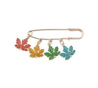 Thanksgiving Turkey Pumpkin Brooch Colorful Maple Leaf Enamel Lapel Pin Thanksgiving Fall Holiday Jewelry, Metal, no gemstone