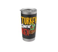Thanksgiving Turkey Saurus T Rex Pilgrim Dinosaur Boys Kids Stainless Steel Insulated Tumbler