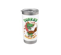 Thanksgiving Turkey Saurus T Rex Pilgrim Dinosaur Boys Kids Stainless Steel Insulated Tumbler