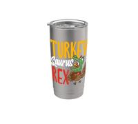 Thanksgiving Turkey Saurus T Rex Pilgrim Dinosaur Boys Kids Stainless Steel Insulated Tumbler