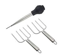 Thanksgiving Turkey Serving Set, Stainless Steel Baster And Turkey Lifter Poultry Forks,3Pcs Set (3)