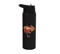 Thanksgiving Turkey Wine Funny Pilgrim Gobble Dinner Humor Stainless Steel Insulated Water Bottle
