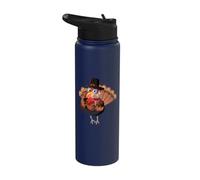Thanksgiving Turkey Wine Funny Pilgrim Gobble Dinner Humor Stainless Steel Insulated Water Bottle