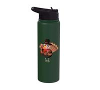 Thanksgiving Turkey Wine Funny Pilgrim Gobble Dinner Humor Stainless Steel Insulated Water Bottle