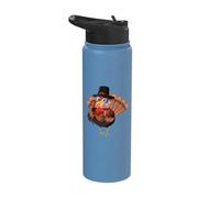 Thanksgiving Turkey Wine Funny Pilgrim Gobble Dinner Humor Stainless Steel Insulated Water Bottle