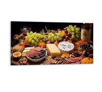Thanksgiving Wall Decor Poster, Autumn Food Fruit And Wine Framed Canvas Wall Art for Bathroom Kid's Room, Funny Cheese And Grape Artworks, Thanks Giving Gifts, 30x60CM