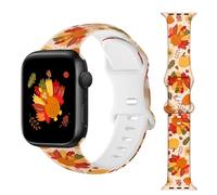 Thanksgiving Watch Band Compatible with Apple Watch Band 38mm 40mm 41mm 42mm 44mm 45mm 49mm 46mm，Pumkin Watch Strap Compatible with iWatch Apple Watch Series 10 9 Ultra 8 7 6 5 4 3 2 1 SE Women Men