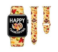 Thanksgiving Watch Bands Compatible with Apple Watch 38mm/40mm/41mm, Adjustable Pattern Wristbands Soft Silicone Replacement Strap for iWatch Series 7 6 5 4 3 2 1 SE