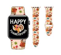 Thanksgiving Watch Bands Compatible with Apple Watch 38mm/40mm/41mm, Adjustable Pattern Wristbands Soft Silicone Replacement Strap for iWatch Series 7 6 5 4 3 2 1 SE