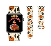 Thanksgiving Watch Bands Compatible with Apple Watch 38mm 40mm 41mm,Thanksgiving Gifts Pumpkin Breathable Soft Silicone Strap Smartwatch Replacement for watch SE & Series 8 7 6 5 4 3 2 1