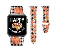 Thanksgiving Watch Bands Compatible with Apple Watch 42mm/44mm/45mm, Adjustable Pattern Wristbands Soft Silicone Replacement Strap for iWatch Series 7 6 5 4 3 2 1 SE