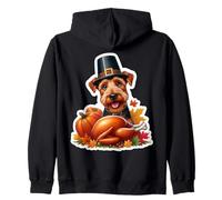 Thanksgiving Welsh Terrier Dog Owner Mom Dad Lover Funny Pup Zip Hoodie