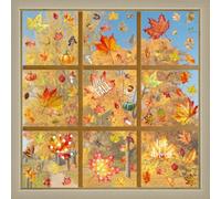 Thanksgiving Window Clings - 107 PCS Double-Sided 3D Castles & Maple Leaves | Static Decor for Glass, Walls, Home Office
