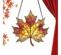 Thanksgiving Window Decor - 2D Maple Leaf Sun, Decorative Hanging Ornament, Colorful Light Reflection Pendant | Festive Wall Decoration Catcher For Balcony, Bedroom, Doorway, Garden Porch