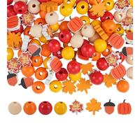 Thanksgiving Wooden Bead Assortment User Friendly Materials Handcrafted Holiday Decoration Set Easy Assembly Holiday Beads Seasonal Wood Bead Collection Thanksgiving Natural Ornaments Easy Setup Party