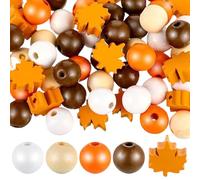 Thanksgiving Wooden Bead Assortment User Friendly Materials Handcrafted Holiday Decoration Set Easy Assembly Holiday Beads Seasonal Wood Bead Collection Thanksgiving Natural Ornaments Easy Setup Party