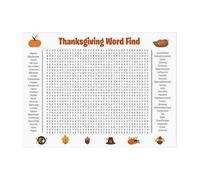 Thanksgiving Word Search Poster, 60x90cm Giant Wall Game, 50 Thanksgiving Themed Words, Interactive Holiday Activity Poster for Family Gatherings, Festive Decoration for Thanksgiving Christmas (C)