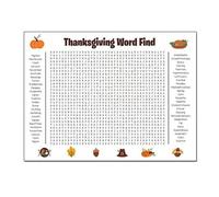 Thanksgiving Word Search Posters Wall Crossword Puzzle Game Fun Holiday Party Game Classroom Parties Favor Supplies Thanksgiving Word Search Posters