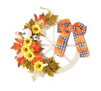Thanksgiving Wreath With Wheel Autumn For Front Door Window Porch Artificial Pumpkins Flower Leaf For Door Porch Decorations