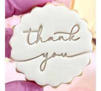 Thankyou Fondant Stamp Embosser Biscuits Cookies fits m&s Biscuits Thank You Thanks Wedding Birthday Gifts Ideas Decoration Reusable Marks and Spencers Free Matching Cutter