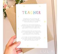 Thankyou for being my Teacher Poem A5 Card & Kraft envelope, Thankyou End of Term School Leaver GreetingCard,