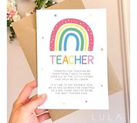 Thankyou for being such a wonderful Teacher Rainbow A5 Greeting Card & Kraft envelope Teacher Card, End of Term Card, School Leaver Card