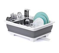 THANSTAR Collapsible Dish Drying Rack, Foldable Dish Drying Rack, Portable Space-Saving Drainer, Organiser for Kitchen, Caravan, Camper, Camping Essentials, RV Accessories