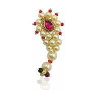 THANU'S CRAFT Nath Safety Sari Pin Brooch Maharashtrian Jewellery Traditional Banu Nath Shape Sadi Sari Pins for Nauvari Sarees Lehanga Dupatta Marathi Culture Girls and Women