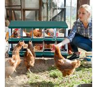 Thaookte 10 Compartment Chicken Nesting Box without Legs, Metal Chicken Nesting Boxes, Wall-Mountable Roll Away Egg Laying Boxes for Hen Chickens Ventilated & Perch, Easy Cleaning, Green