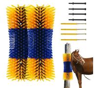 Thaookte 2 Pcs Livestock Scratch Brushes, Full Massage Grooming Brush, Emotionally Soothing, Relieves Itching on Back of Livestock Brushes for Horse, Cattle, Sheep, Pig, Yellow