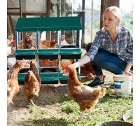 Thaookte 6 Compartment Chicken Nesting Box without Legs, Metal Chicken Nesting Boxes, Wall-Mountable Roll Away Egg Laying Boxes for Hen Chickens Ventilated & Perch, Easy Cleaning, Green
