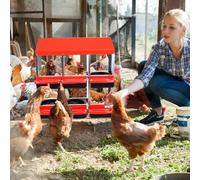 Thaookte 6 Compartment Chicken Nesting Box without Legs, Metal Chicken Nesting Boxes, Wall-Mountable Roll Away Egg Laying Boxes for Hen Chickens Ventilated & Perch, Easy Cleaning, Red