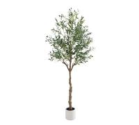 Thaookte 6FT Artificial Olive Tree, Tall Faux Silk Olive Plant with Lifelike Leaves, Large Indoor Artificial Plants, Wood Trunk, Fruits, Pot,Suitable for Indoor Outdoor Living Room Office Garden Decor